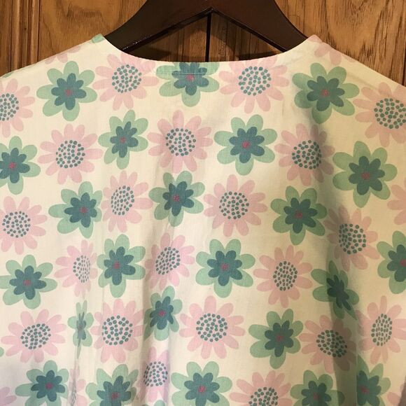 Floral Long Sleeve Snap Up Jacket Top Women's M Cotton Blend Scrubs 2 Pockets - Picture 9 of 10
